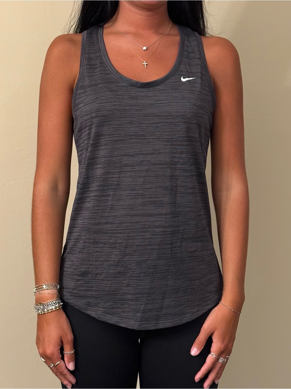 Nike Women's Charcoal Striped Racerback Tank Top